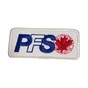 PFS Logo Patch Embroidered Rectangular With Red Maple Leaf Sew-On Design 4 x 2"